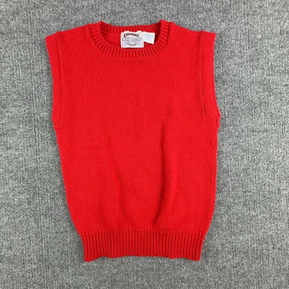 Cambridge Dry Goods Sweater Vest Womens Small Redā Wool Blend Knit Crewneck